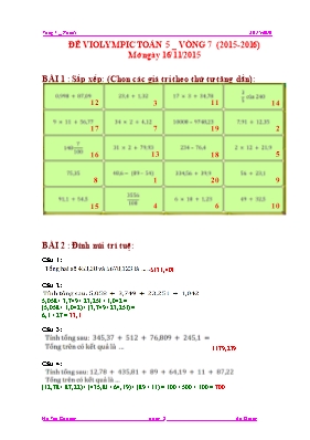 Đề thi Violympic môn Toán lớp 5 vòng 7 - Năm học 2016-2017